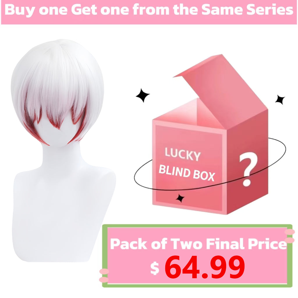 Bungo Stray Dogs Jōno Saigiku Short White Red Hair Basic Wig
