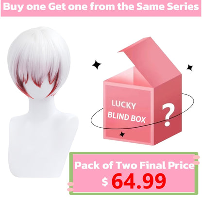 Bungo Stray Dogs Jōno Saigiku Short White Red Hair Basic Wig