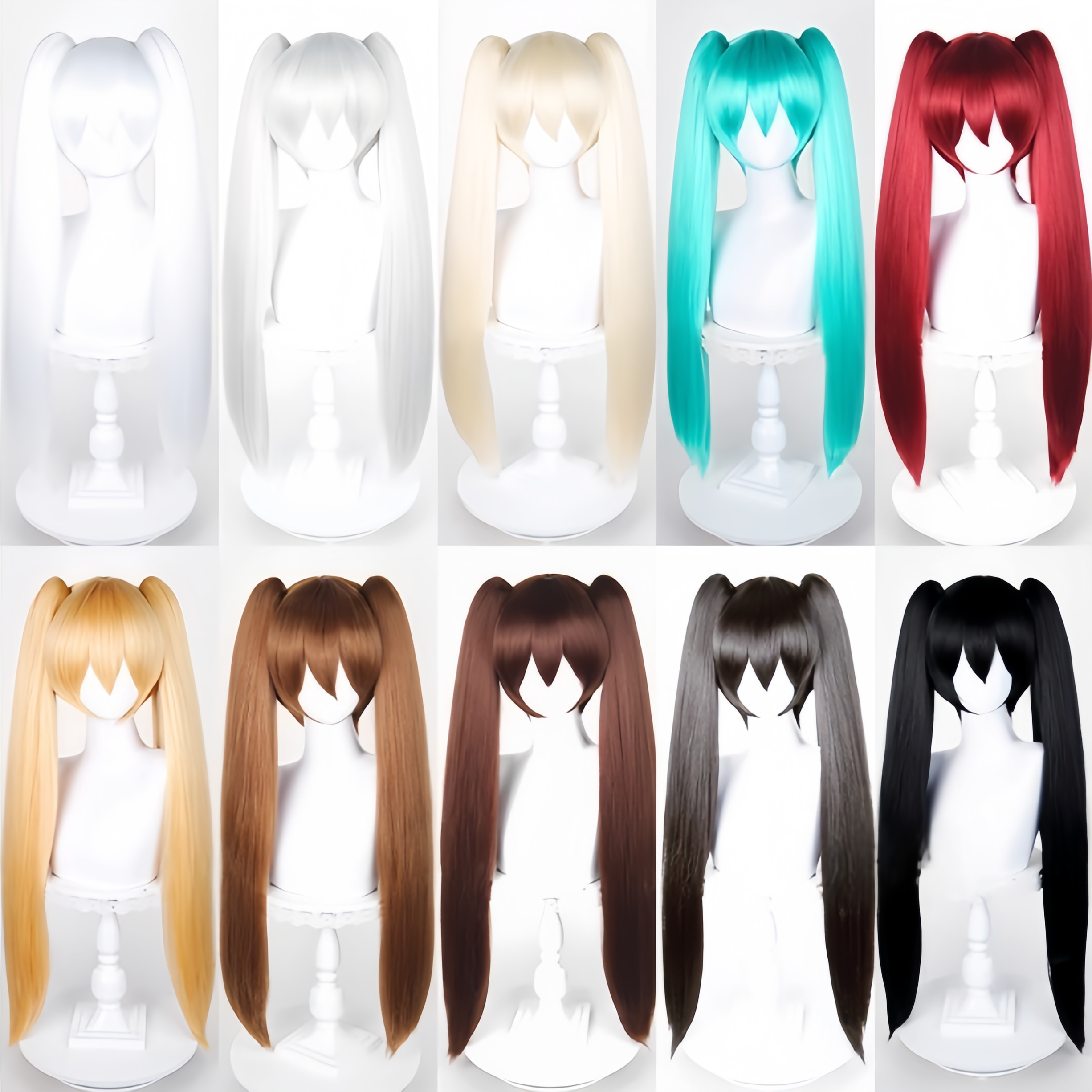 All-purpose 80cm Thick Fluffy Corn Fiber Twin Ponytails with Tiger Mouth Clips