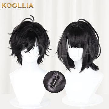 Multi-angle display of Arknights: Endfield Administrator short black hair basic wig