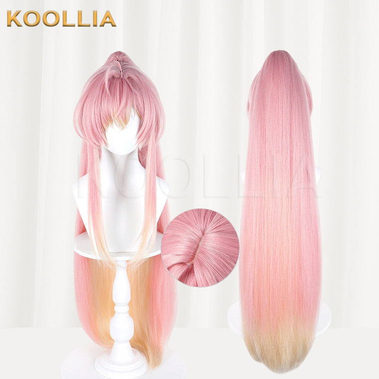 Multi-angle display of Wuthering Waves Aemeath long pink hair basic wig
