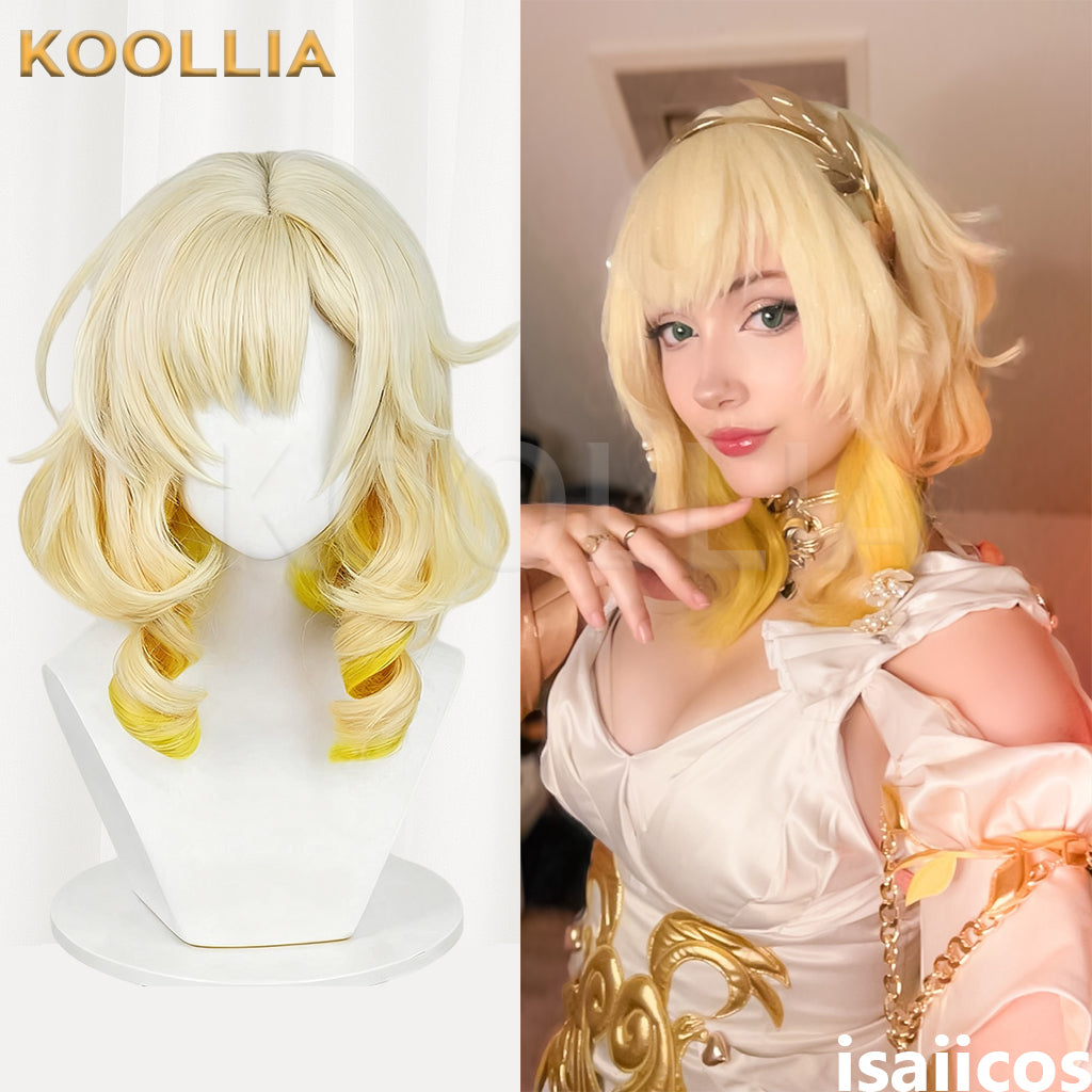 Honkai: Star Rail Aglaea Long Golden Yellow Hair Basic Wig