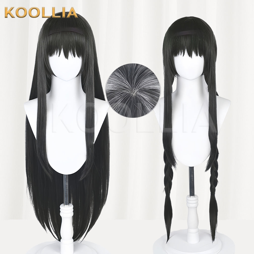 Puella Magi Madoka Magica Akemi Homura Peruca longa preta básica