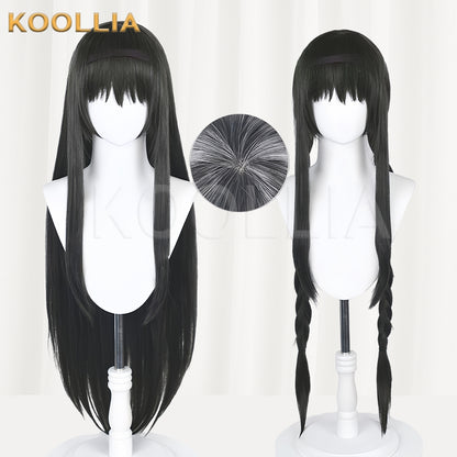 Puella Magi Madoka Magica Akemi Homura Peruca longa preta básica