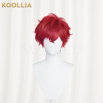 Front view of Ensemble Stars Amagi Hiiro short red hair basic wig