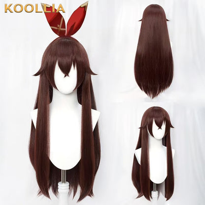 Genshin Impact Amber Lange braune Haare Basic Perücke