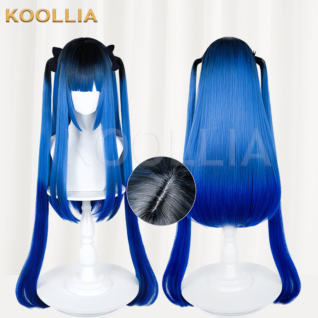 The Hundred Line -Last Defense Academy Amemiya Darumi Long Blue Black Hair Basic Wig