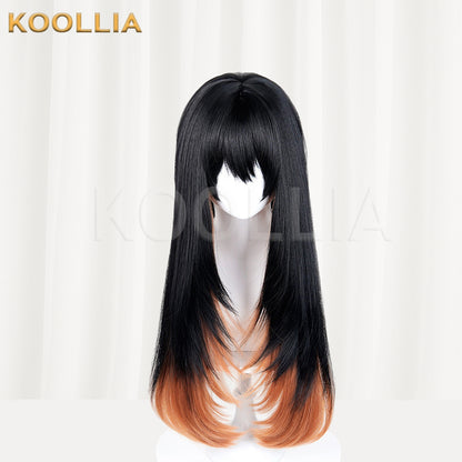 Gachiakuta Amo Empool Long Black Orange Hair Basic Wig