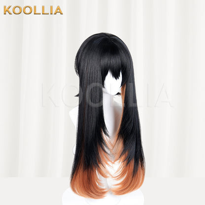 Gachiakuta Amo Empool Long Black Orange Hair Basic Wig