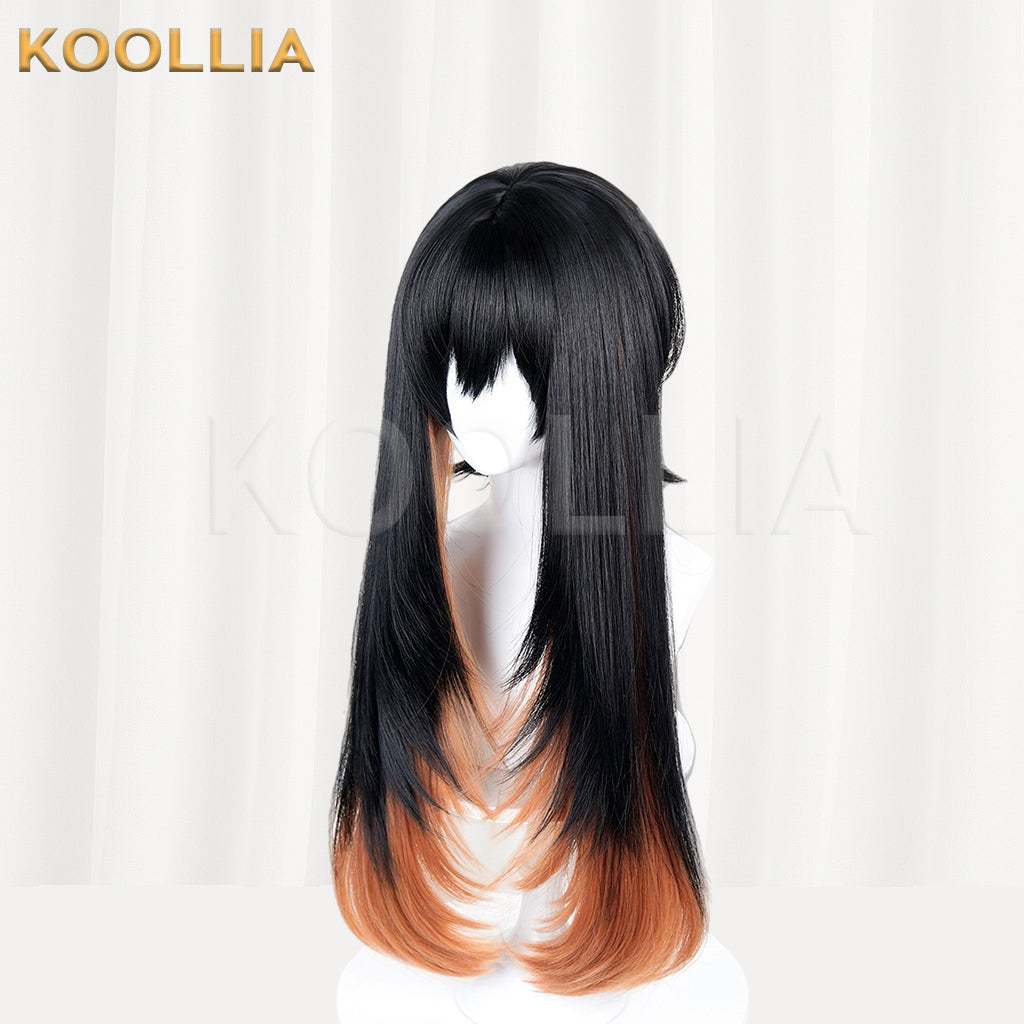 Gachiakuta Amo Empool Long Black Orange Hair Basic Wig