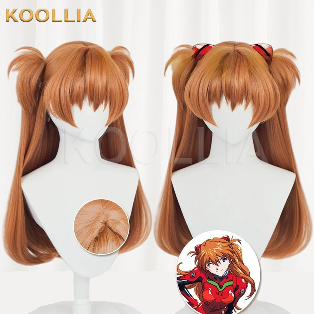 EVA Asuka Langley Soryu Lange [Braun, Orange] Haare Basic Perücke