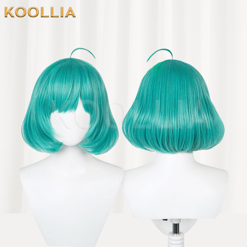 Honor of Kings Lan/Cai Wenji Short Brown/Blue-green Hair Basic Wig
