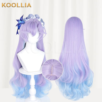 Wuthering Waves Cantarella Long Purple Blue Hair Basic Wig