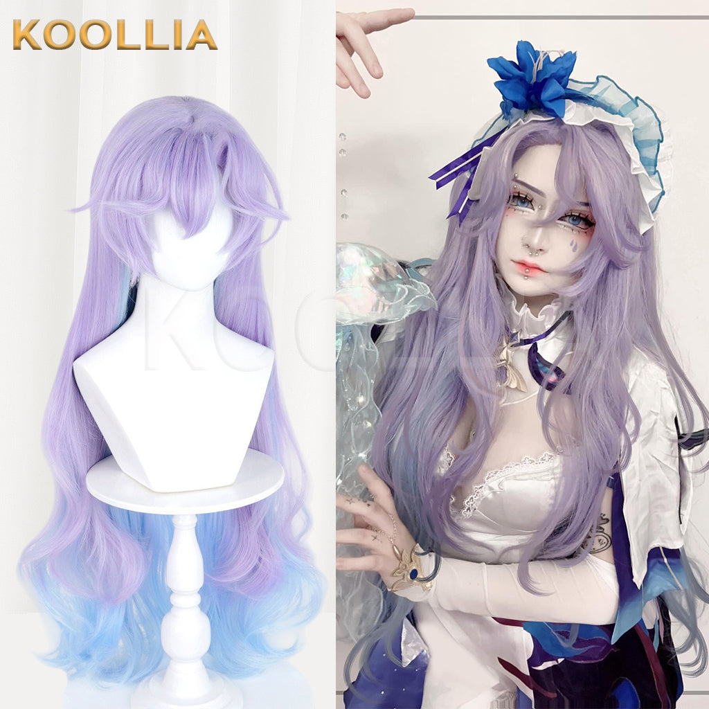 Wuthering Waves Cantarella Long Purple Blue Hair Basic Wig
