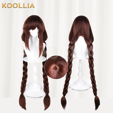 Multi-angle display of Honor of Kings Da Qiao long brown hair basic wig