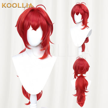 Genshin Impact Diluc Long Red Hair Basic Wig - KOOLLIA