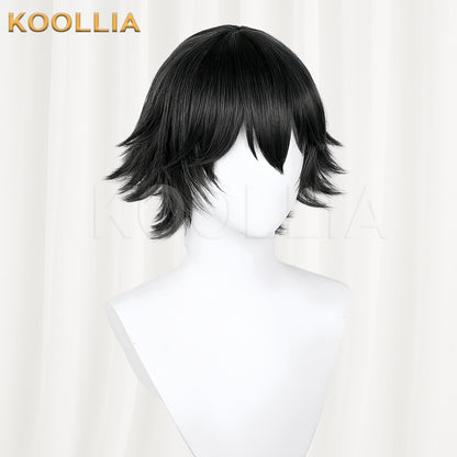 Bungo Stray Dogs Edogawa Rampo Cabelo Preto Curto Peruca Básica