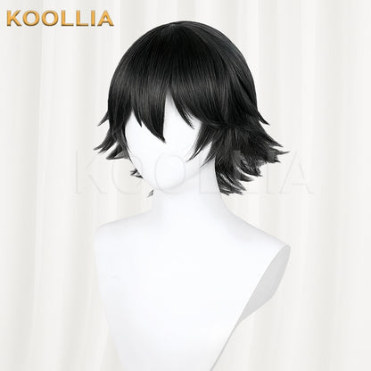 Bungo Stray Dogs Edogawa Rampo Cabelo Preto Curto Peruca Básica