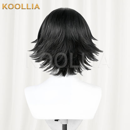 Bungo Stray Dogs Edogawa Rampo Cabelo Preto Curto Peruca Básica