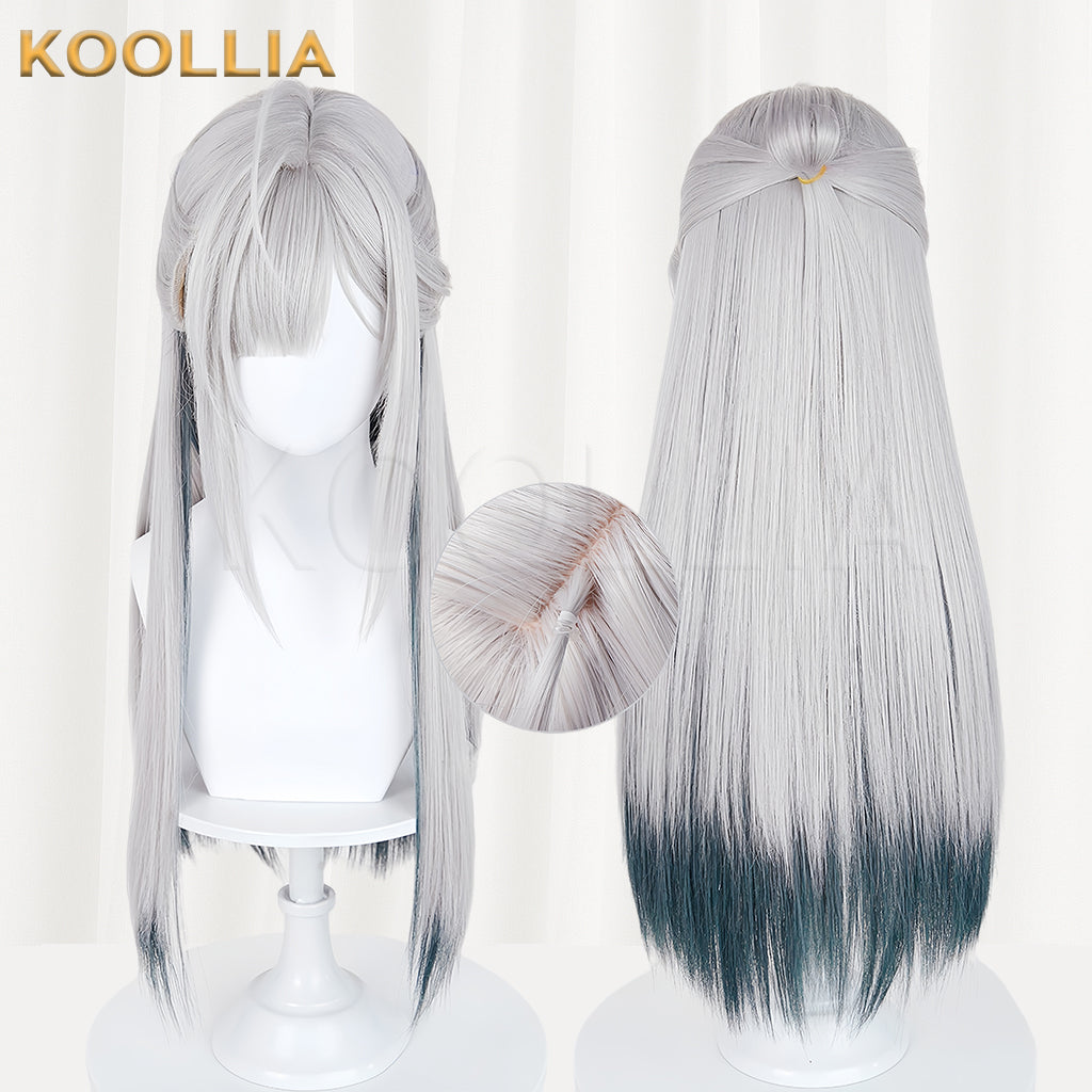 Path to Nowhere Eleven Long Grey Green Hair Basic Wig