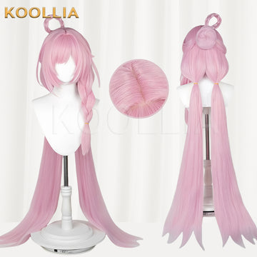 Multi-angle display of Honkai Impact 3 Elysia Peachy Spring long pink hair basic wig