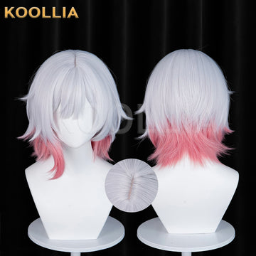 Magical Girl Witch Trials Emma Sakuraha Short Silver Pink Hair Basic Wig Multi-angle Display by koollia