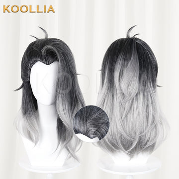 Multi-angle display of Valorant Fade short black grey hair basic wig