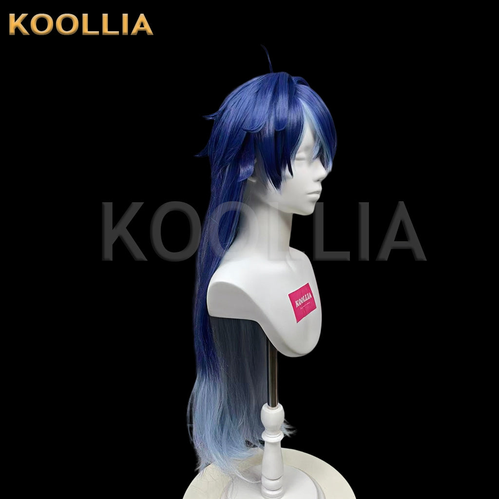 Genshin Impact Flins Long Blue Hair Styled Basic Wig