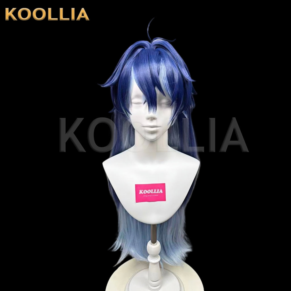 Genshin Impact Flins Long Blue Hair Styled Basic Wig