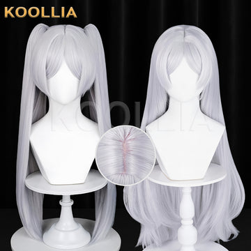 Koollia official Frieren silver twin-tail cosplay wig from Frieren: Beyond Journey's End, front and back view