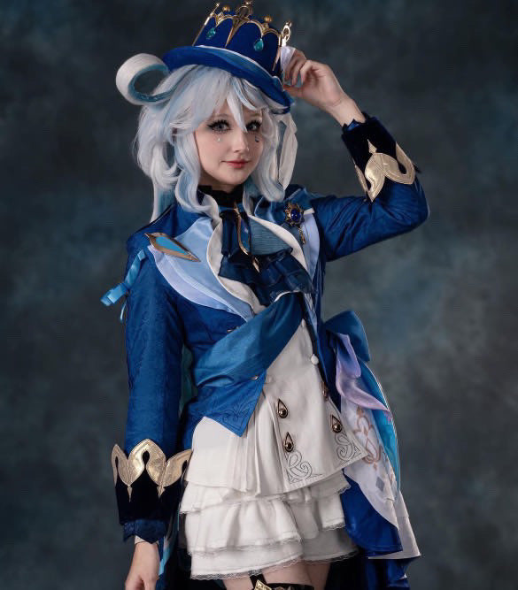 Genshin Impact Furina/Focalors Lange/Kurzes Mix-Haar Basic Perücke