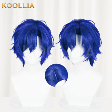 Multi-angle display of Zootopia Gary short blue hair basic wig
