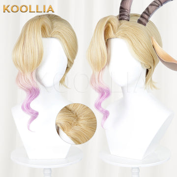 Multi-angle display of Zootopia Gazelle short blonde pink purple hair basic wig