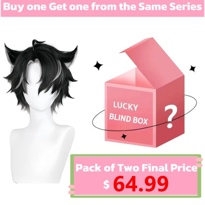 Genshin Impact Wriothesley Short Black Grey Hair Basic Wig  KOOLLIA