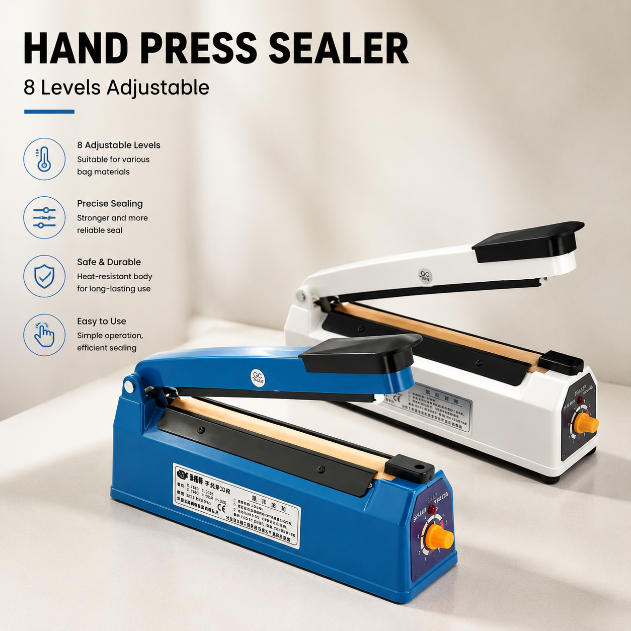 20cm (8-Inch) Manual Impulse Heat Sealer for Wigs, Hair Extensions & Plastic Bag Packaging