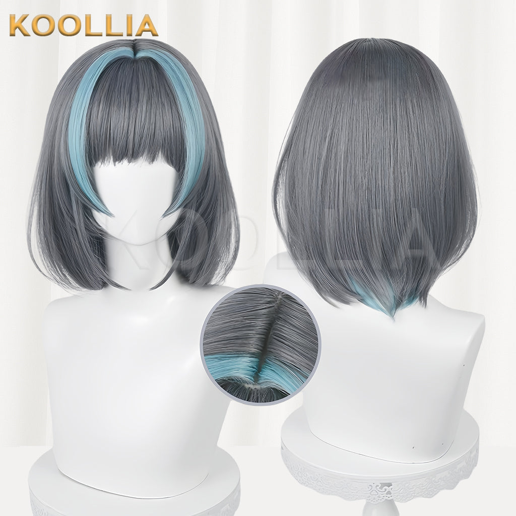 Azur Lane Cheshire Short Gray Blue Hair Basic Wig