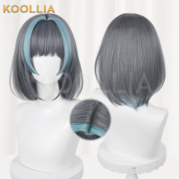 Azur Lane Cheshire Short Gray Blue Hair Basic Wig - KOOLLIA