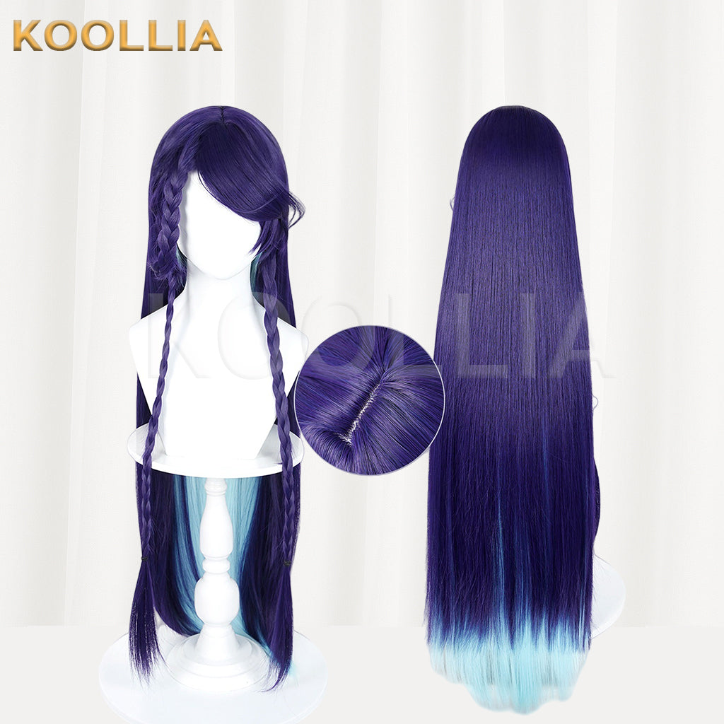 Honor of Kings Hai Yue Long  Purple Blue Hair Basic Wig
