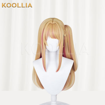 Front view of Oshi no Ko Hoshino Rubii long mix hair basic wig