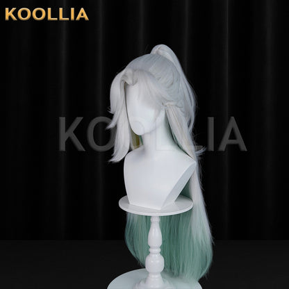 Honor of Kings Hou Yi Silver Green Long  Hair Basic Wig