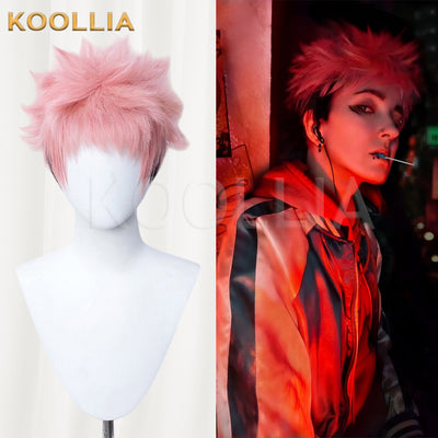 Jujutsu Kaisen Itadori Yuji/Ryomen Sukuna Short Pink Hair Basic Wig - KOOLLIA