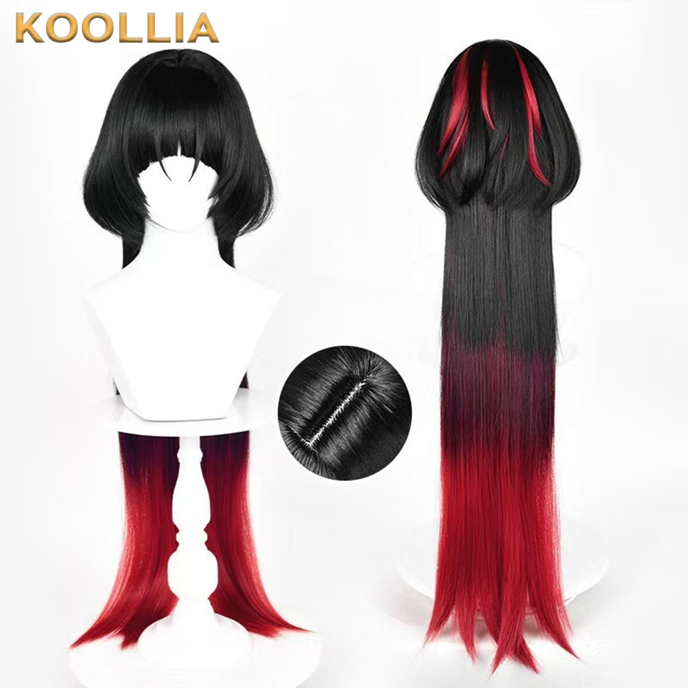 Zenless Zone Zero Jane Doe Long Black with Red Hair Basic Wig