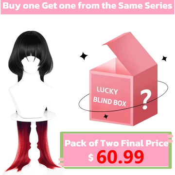 Front and back display of Zenless Zone Zero Jane Doe long black red hair basic wig
