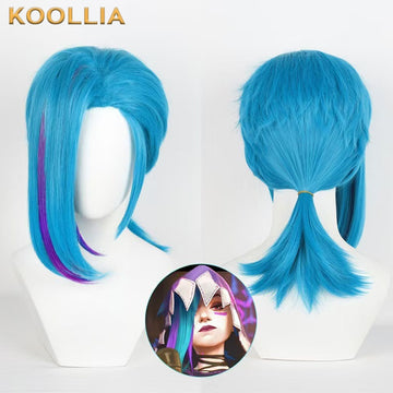 League of Legends & Arcane Jinx Short Blue Hair Basic Wig - KOOLLIA