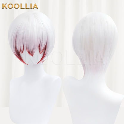 Bungo Stray Dogs Jōno Saigiku Short White Red Hair Basic Wig