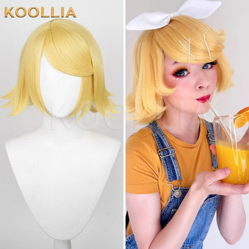 Virtual Singer Kagamine Rin&Kagamine Len Short Yellow Hair Basic Wig - KOOLLIA