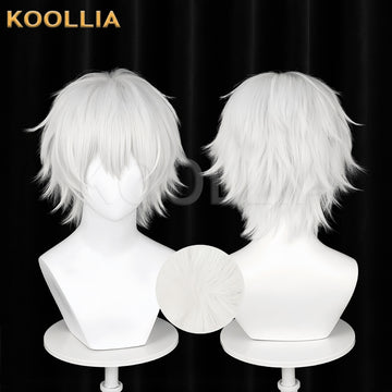Tokyo Ghoul Kaneki Ken Gojo Short White Hair Basic Wig Multi-angle Display by koollia