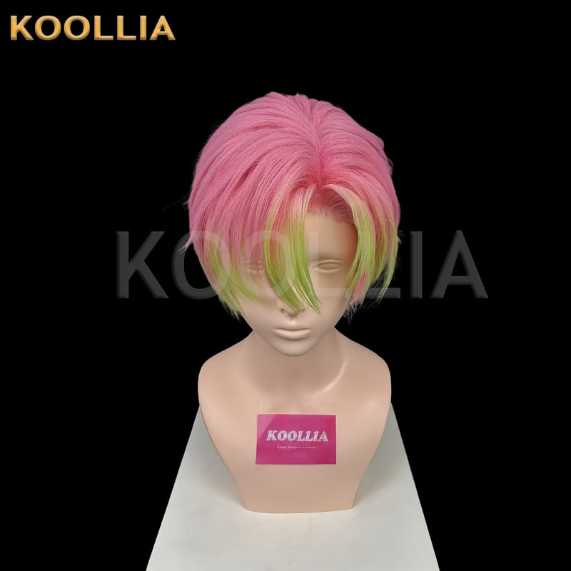 Demon Slayer Kanroji Mitsuri Short Mix Hair Styled Basic Wig