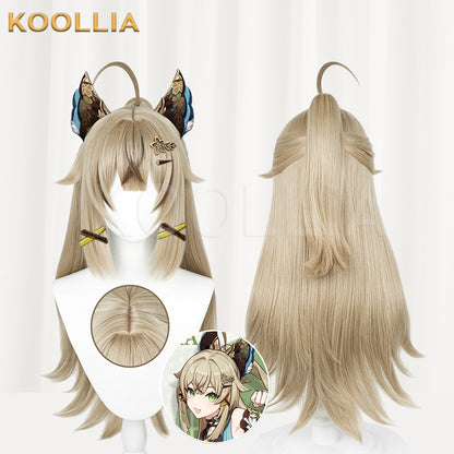 Genshin Impact Kirara Peruca longa de cabelo castanho básica