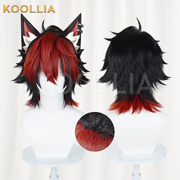 Zenless Zone Zero Komano Manato Short Black Red Hair Basic Wig - KOOLLIA